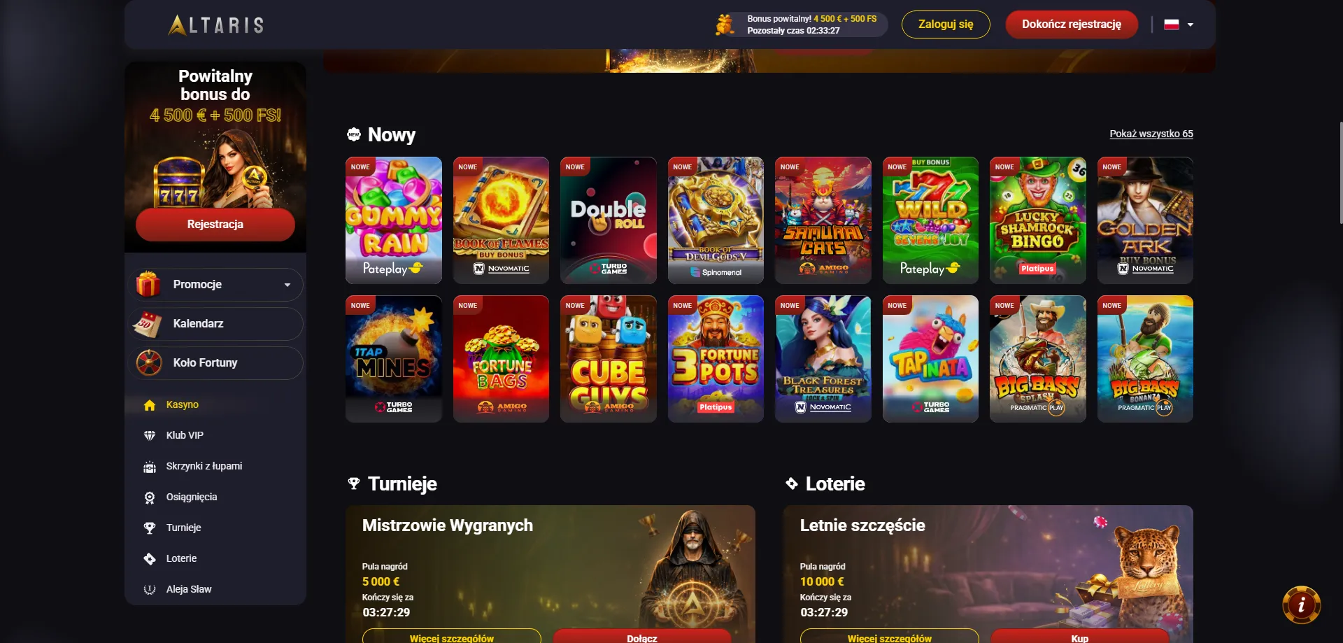 Ponad 4800 automatów online w Altaris Casino – graj teraz
